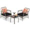 Costway 3 PCS Patio PE Wicker Furniture Set with 5-Level Adjustable Backrest Bistro Set